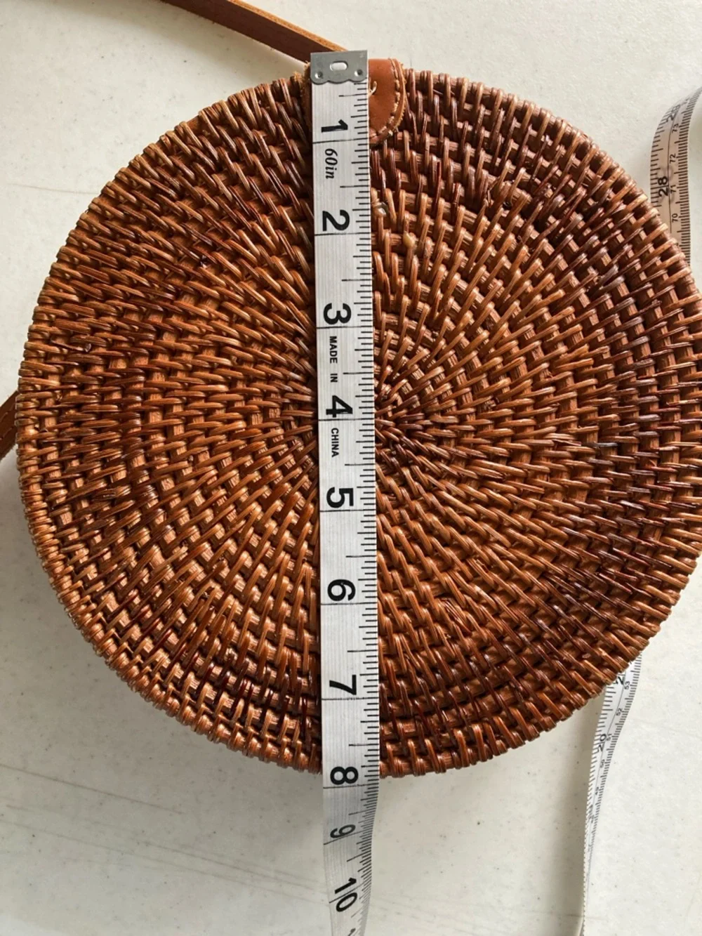 Round Woven Crossbody Bag in Brown - Picture 10 of 11
